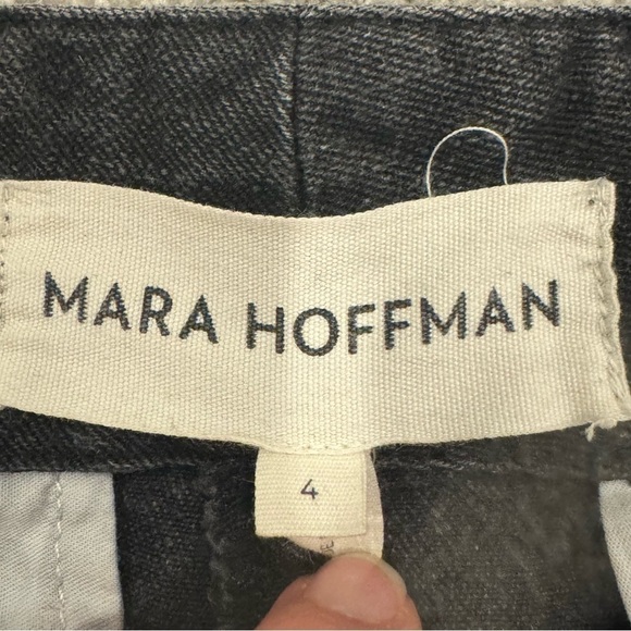 Mara Hoffman Jade Pants Washed Black Cropped Straight Leg Denim Size 4 EUC - Picture 8 of 15